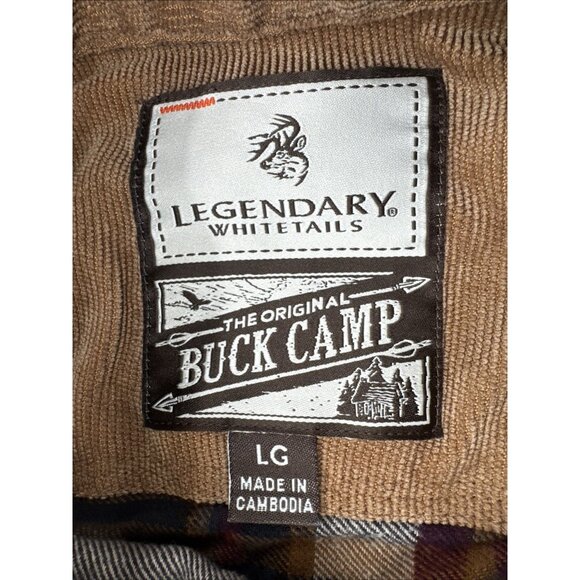 Legendary Whitetails Shirt Mens Large Brown Plaid Flannel Buck Button Up - Picture 2 of 11